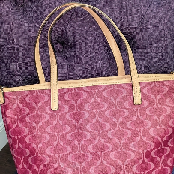 Coach Pink and Tan Signature Tote - Picture 5 of 5